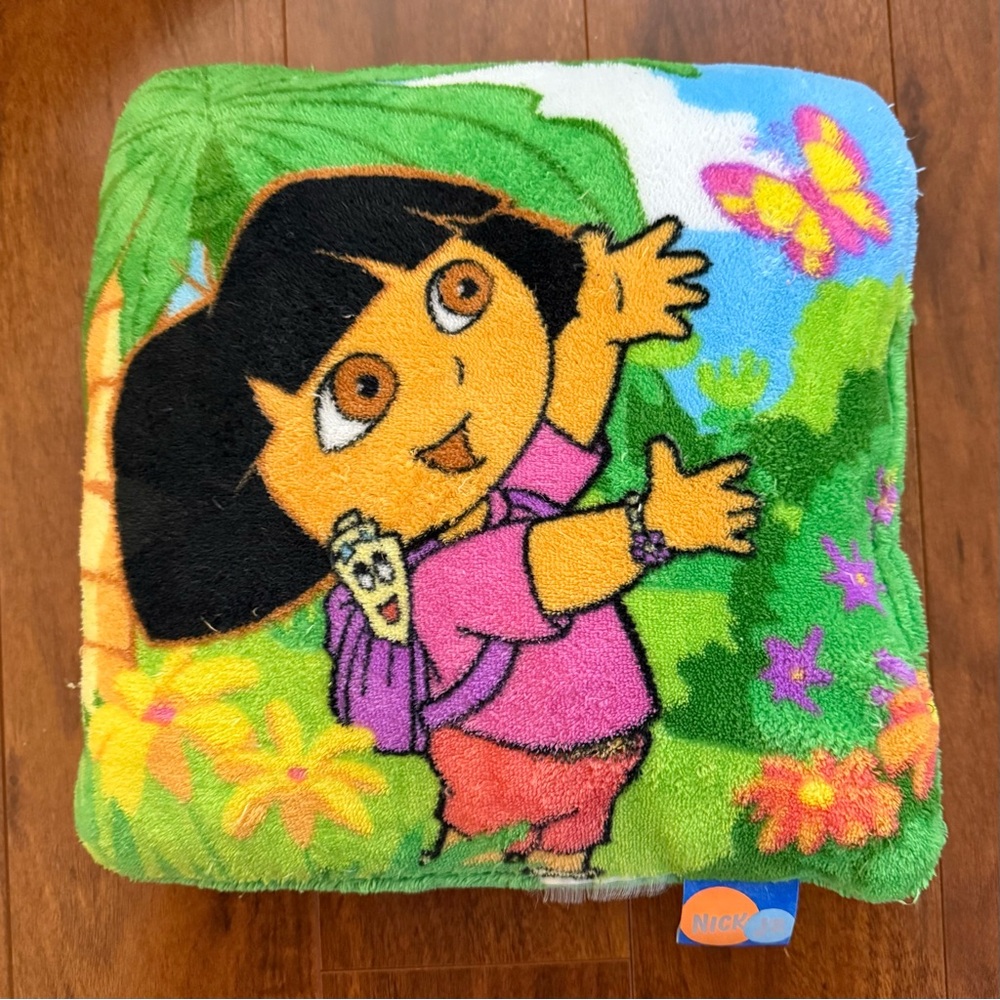 Dora the Explorer Plush Pillow 12x12 Nick Jr 2006 Viacom Square Throw Vintage